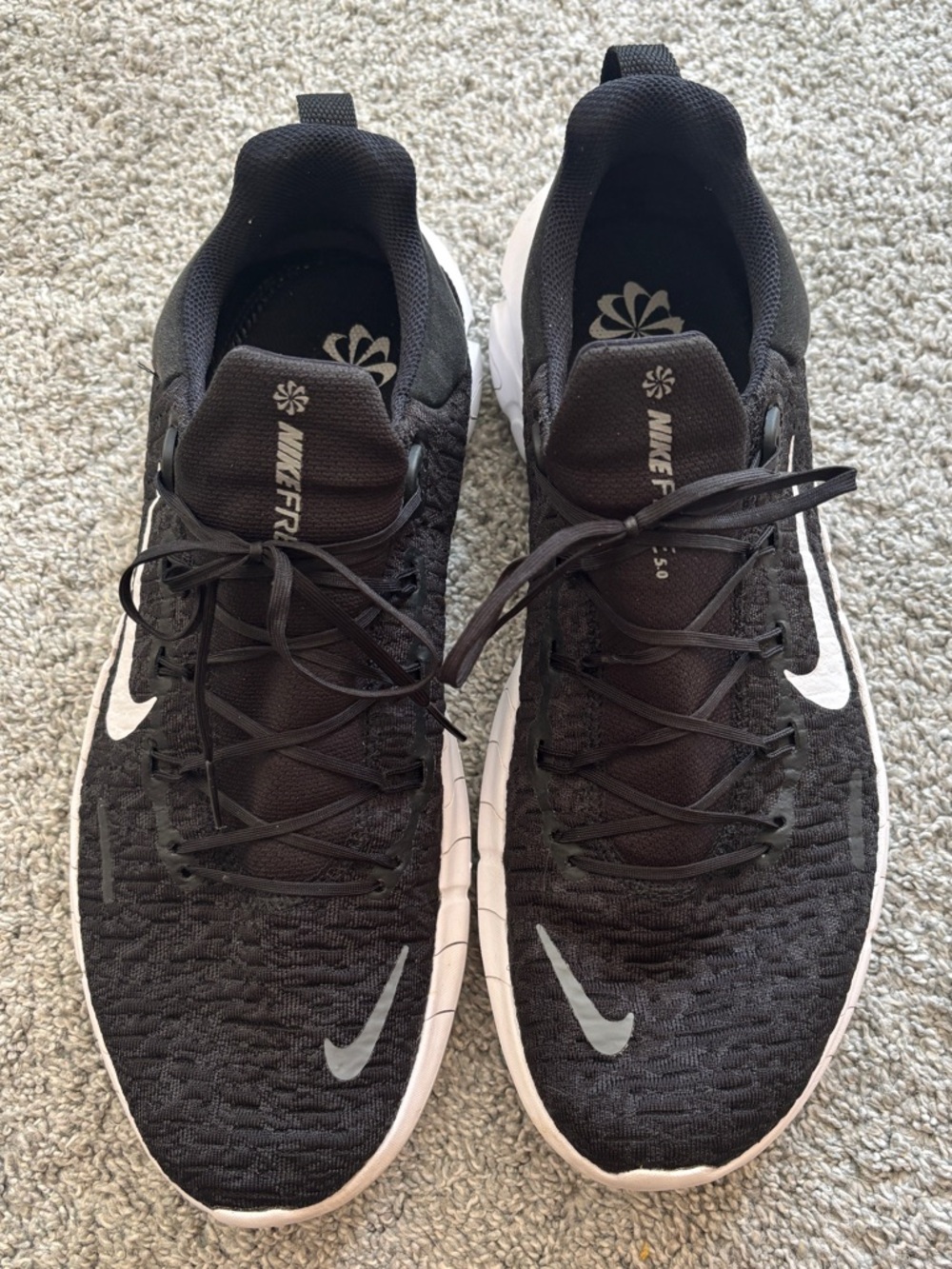 Nike Free Run 5.0 men's running shoes in black and white - Size 13